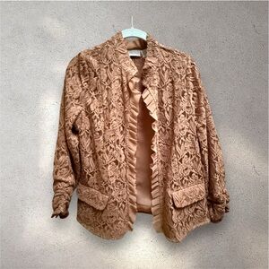 Chico's Textured Lace Jacket in Brown